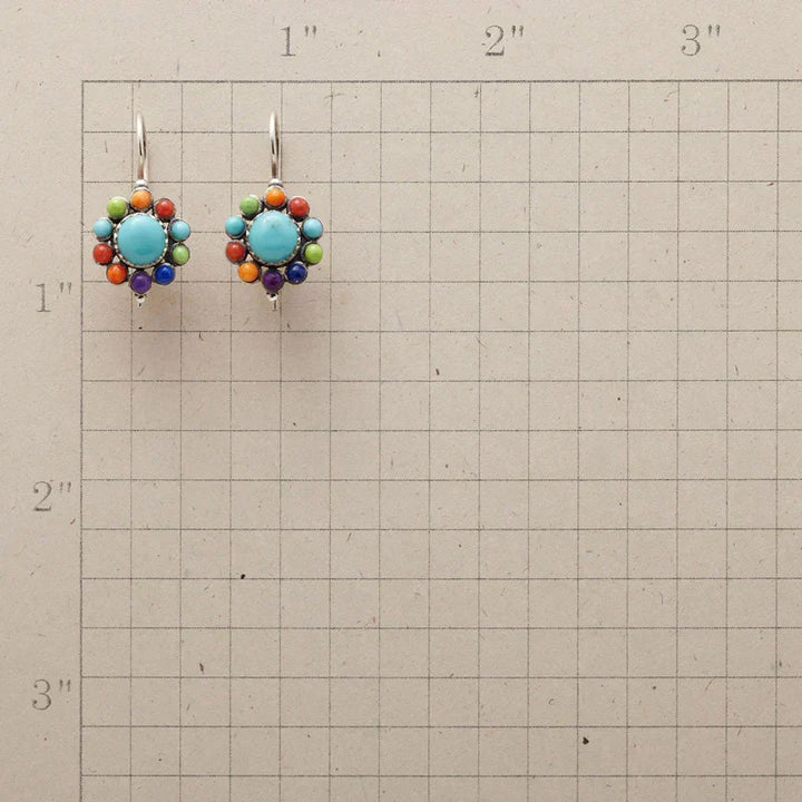 Pendientes Redondos Turquesa Multicolor