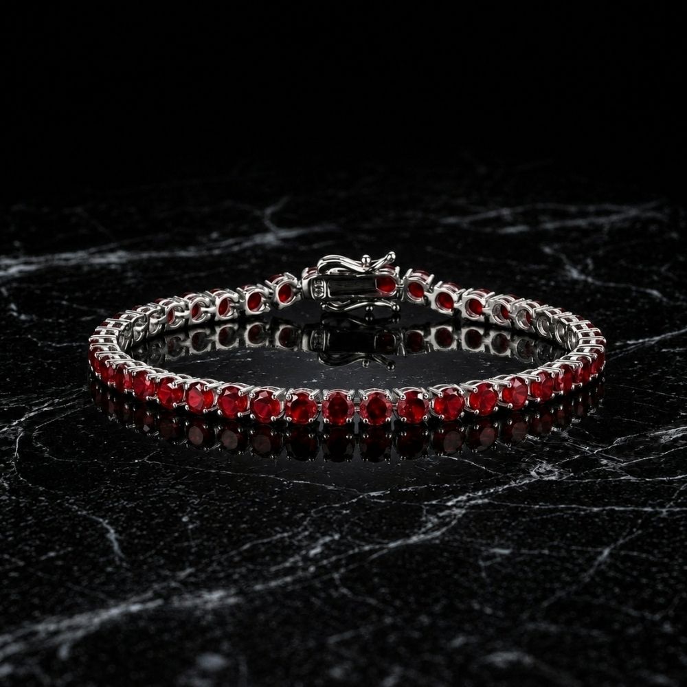 Pulsera de Tenis Rojo Rubí