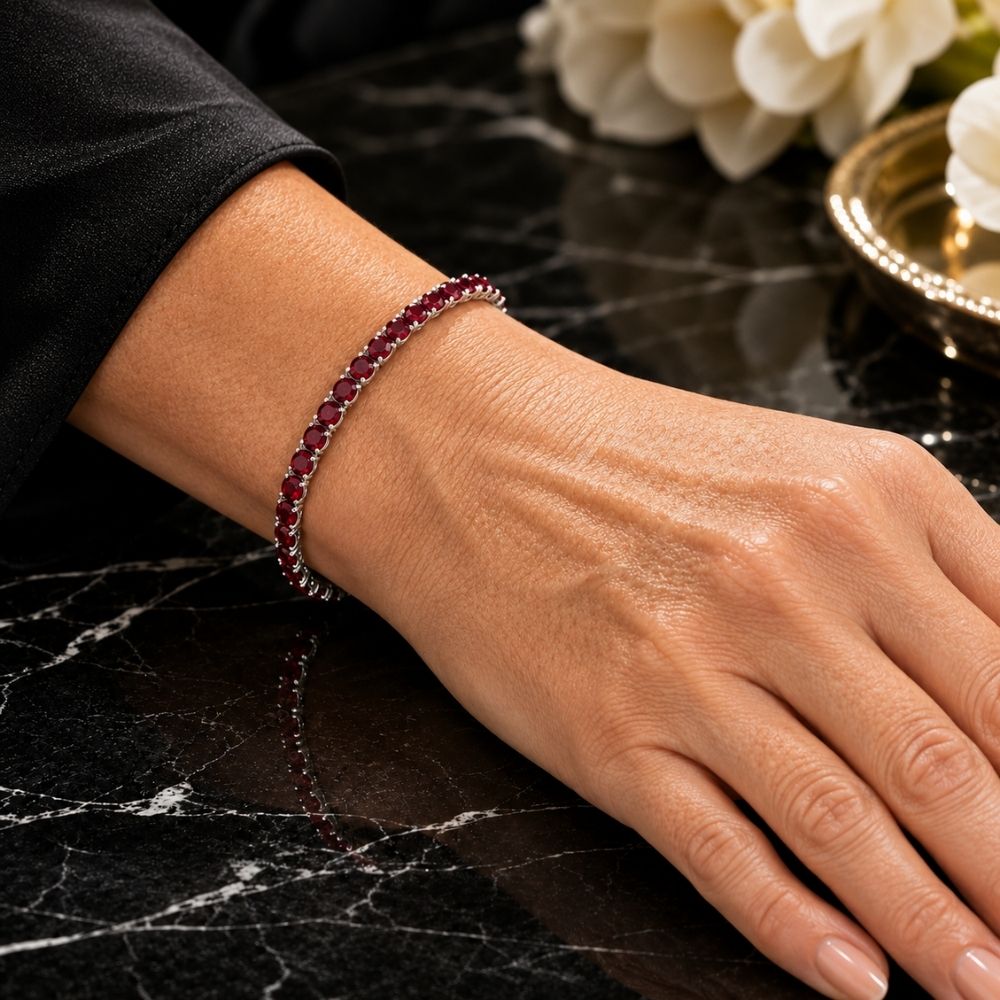 Pulsera de Tenis Rojo Rubí