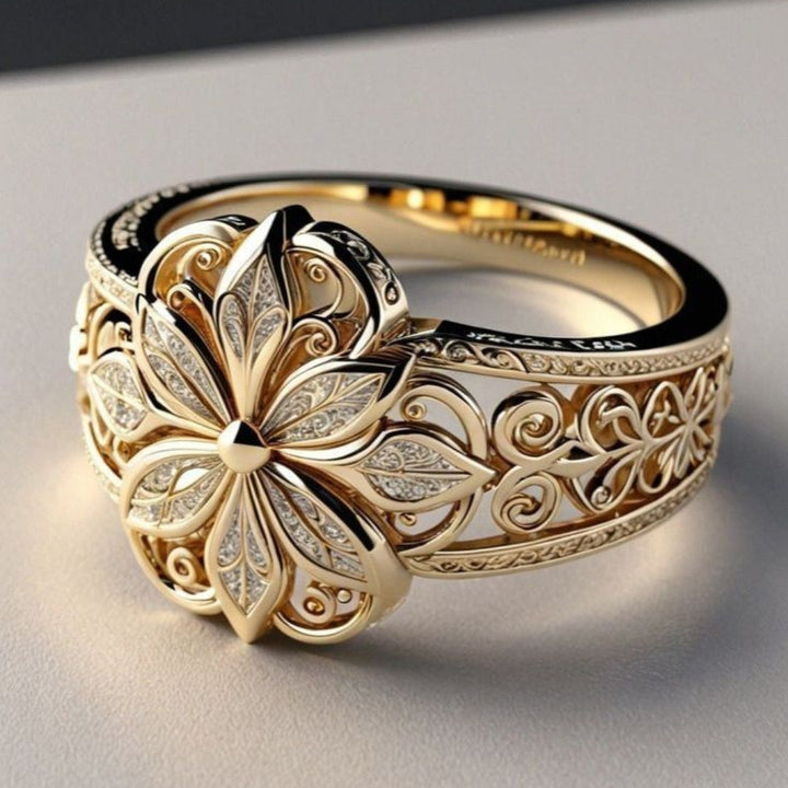 Anillo Floral Grabado