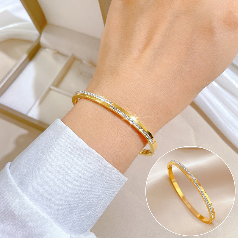 Pulsera rígida de cristal de Oro