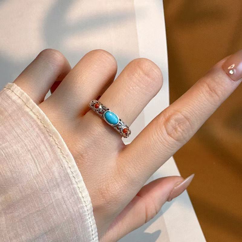 Anillo Fino Turquesa Colorido
