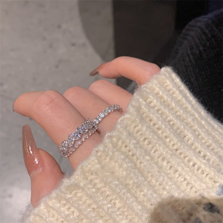 Anillos gemelos Cascada con circonitas