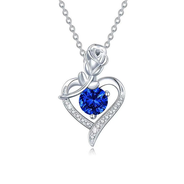 Collar corazón de rosa de zafiro