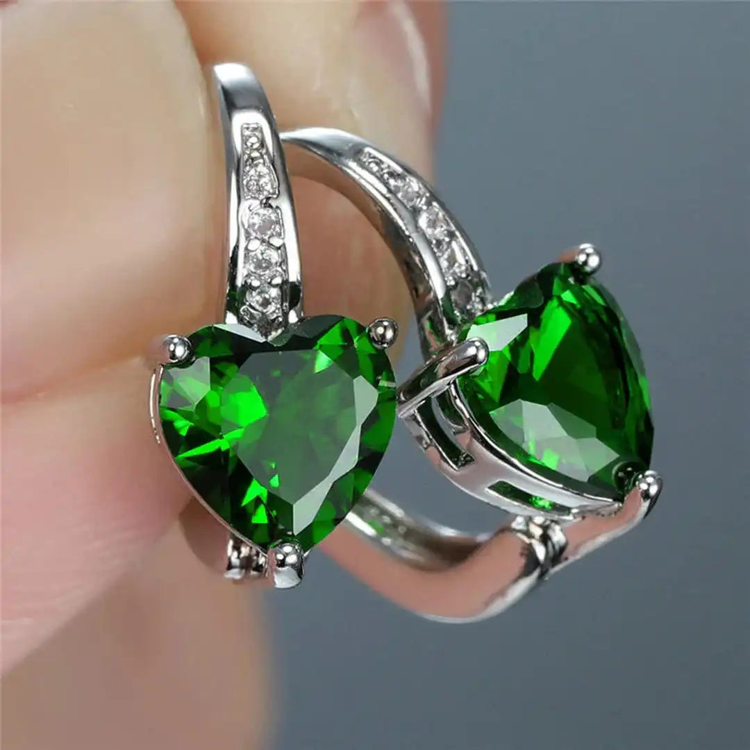 Pendientes Corazón Verde Colgantes