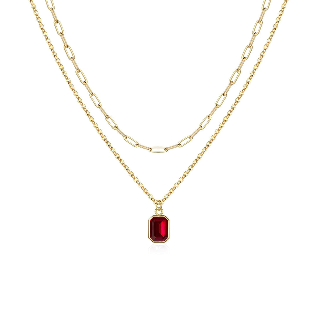 Collar de rubí en capas tipo
