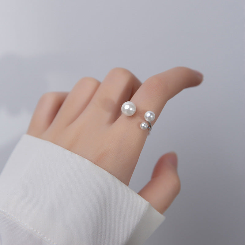 Anillo Triple Perla Ajustable