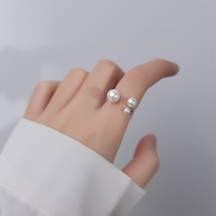 Anillo Triple Perla Ajustable