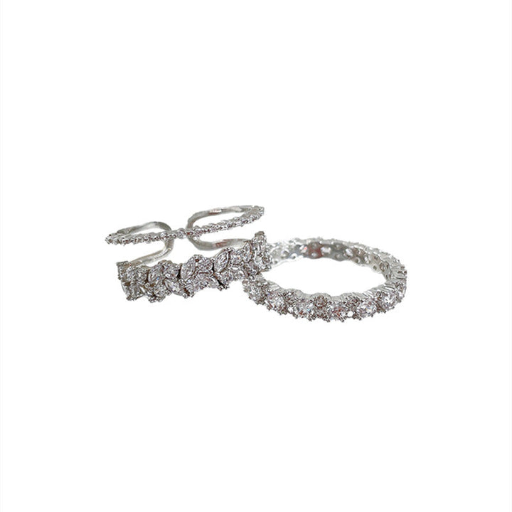 Anillos gemelos Cascada con circonitas