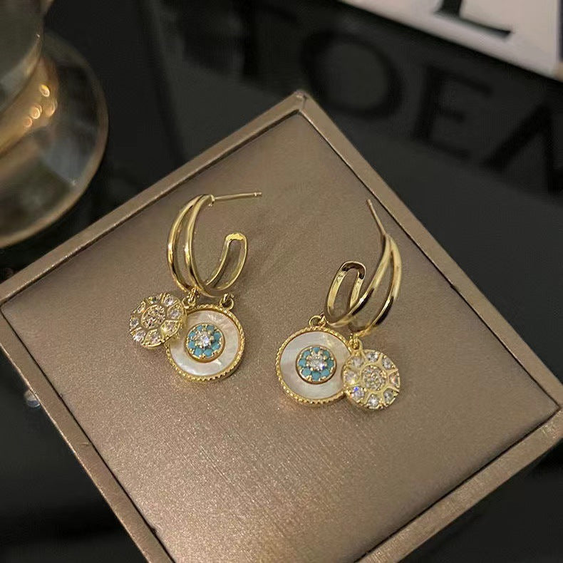 Pendientes chapados en oro Caleidoscopio Atractivo