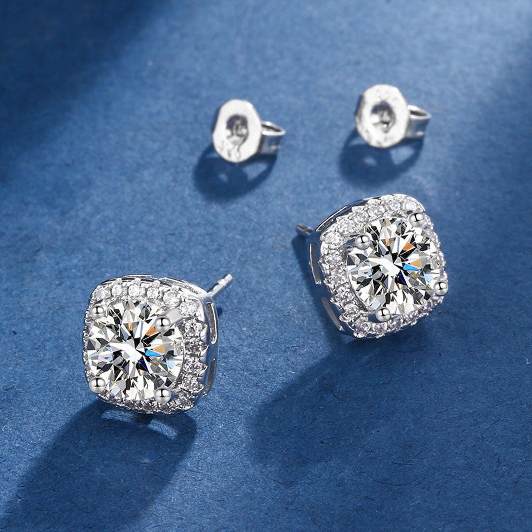 Conjunto Cuadrado Brillante Oro Blanco