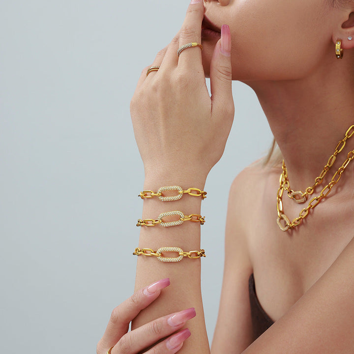 Conjunto Cadena Eslabones Dorado