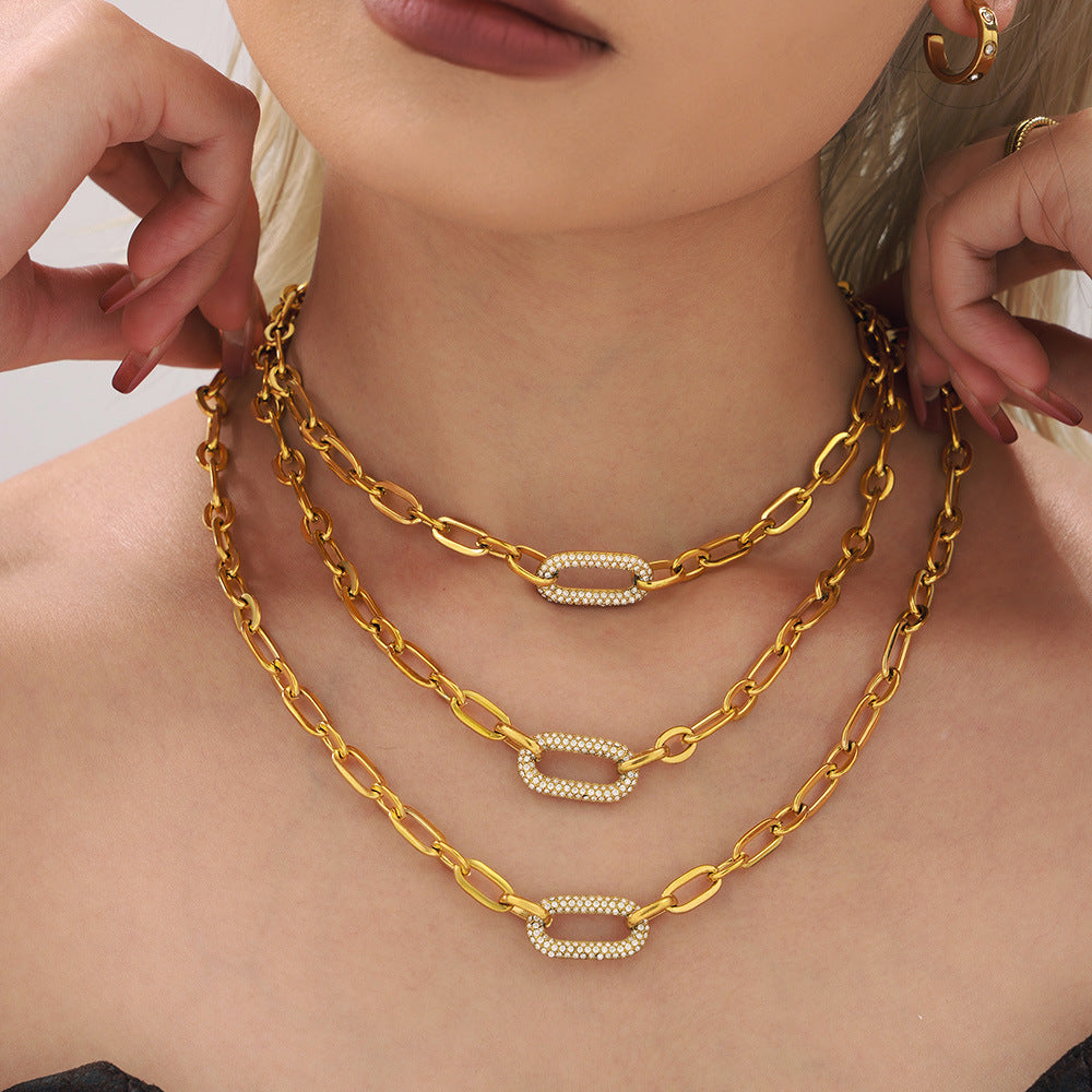 Conjunto Cadena Eslabones Dorado