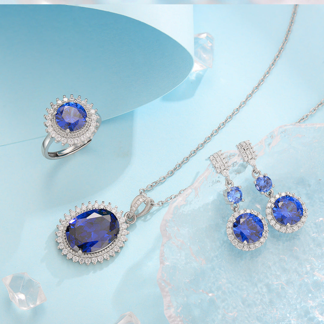Set Azul Aurielle Solwyn Oro blanco