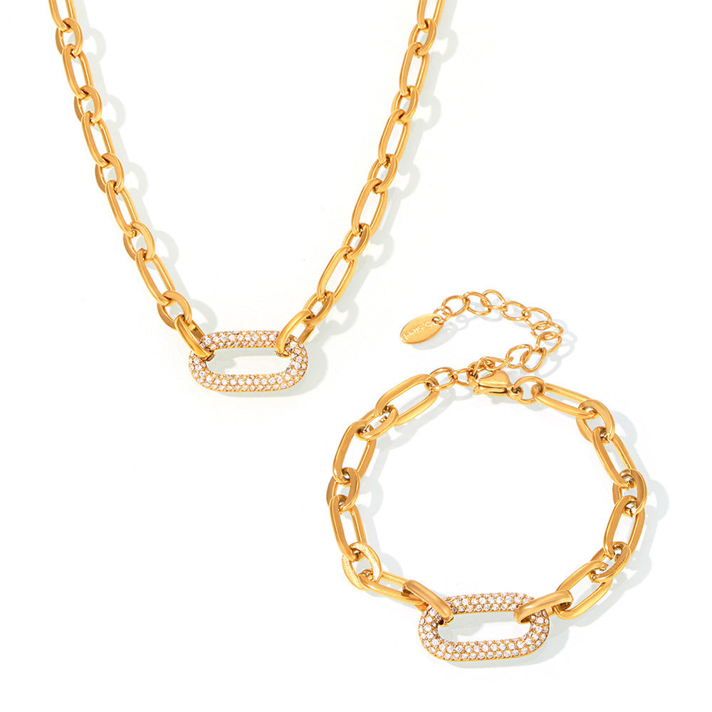 Conjunto Cadena Eslabones Dorado
