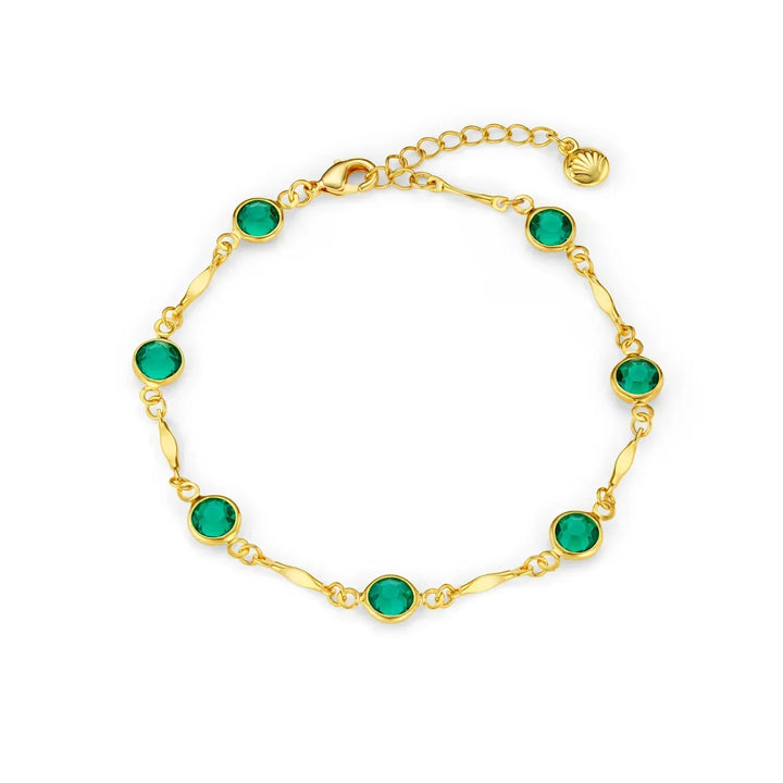 Pulsera Cuentas Verdes Doradas