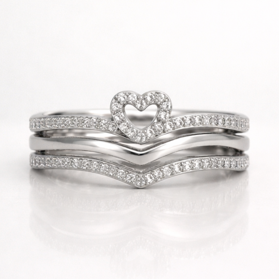 Conjunto Anillos Apilables Corazón