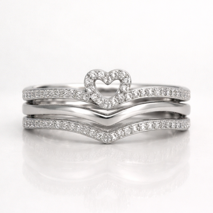 Conjunto Anillos Apilables Corazón