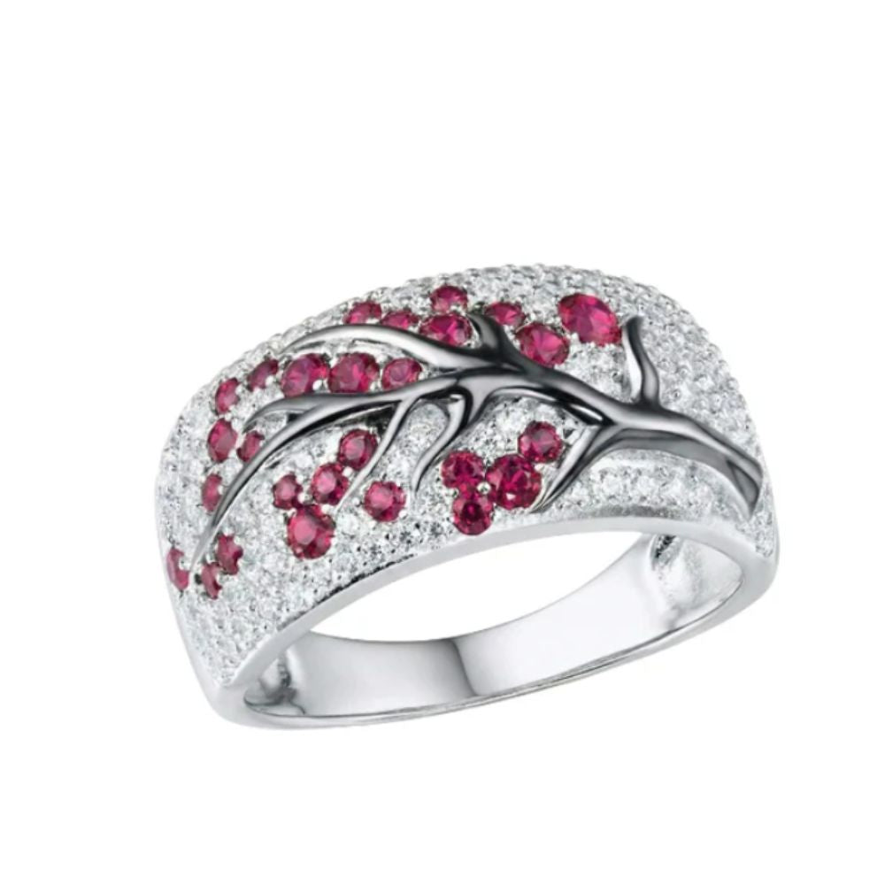 Anillo Árbol Rojo en Flor