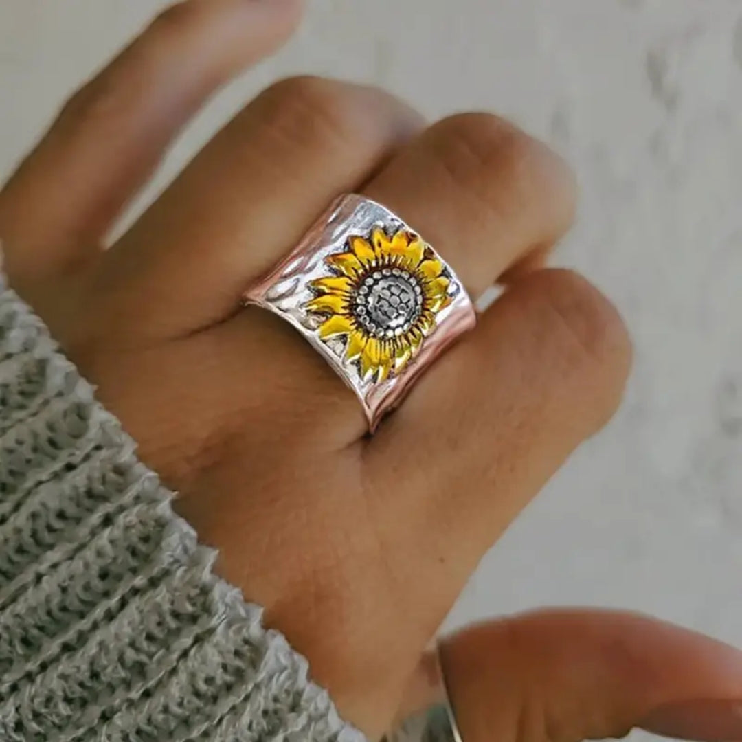 Anillo Girasol Plateado