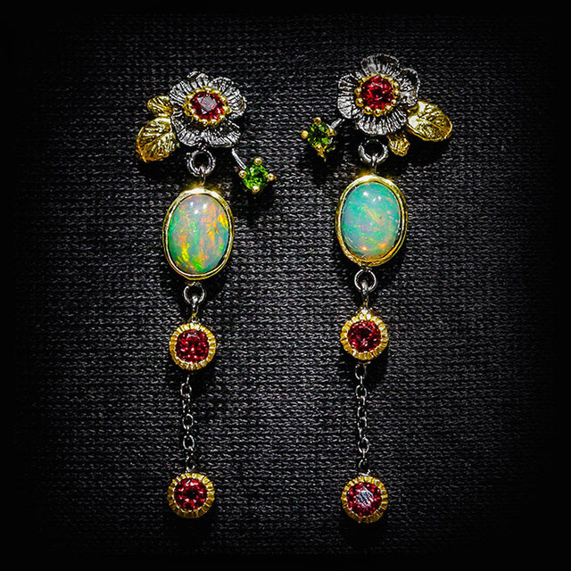 Pendientes Vintage con Ópalo Azul