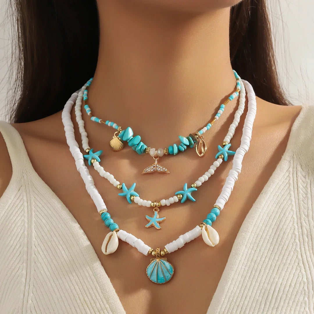 Collar Boho en Capas con Concha Océano
