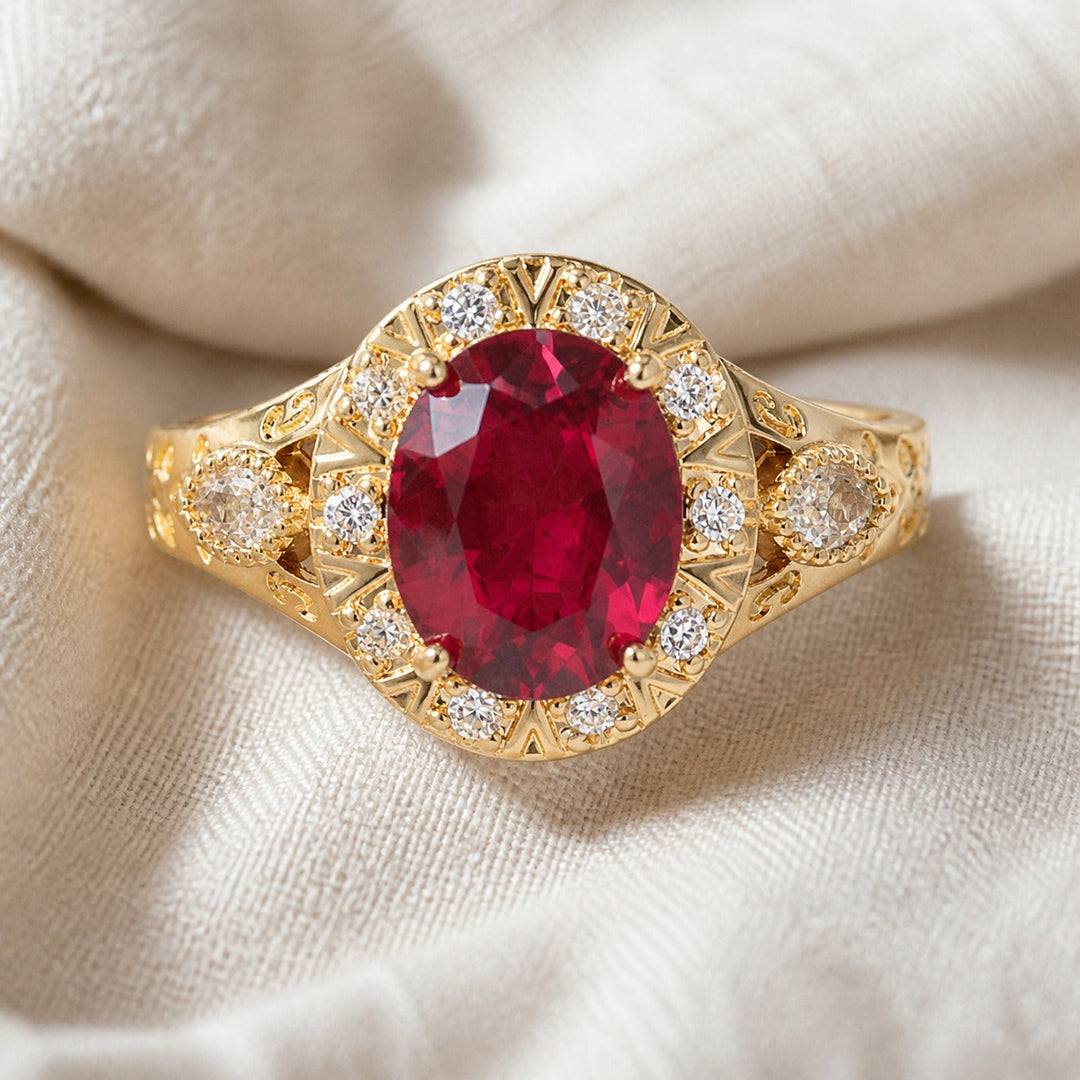 Anillo Nudo Halo Rubí