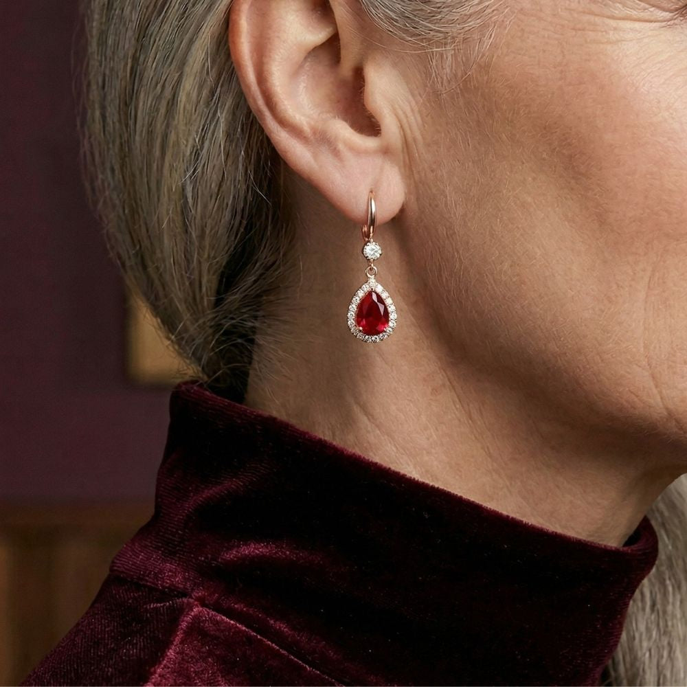Pendientes Lágrima Rojo Rubí