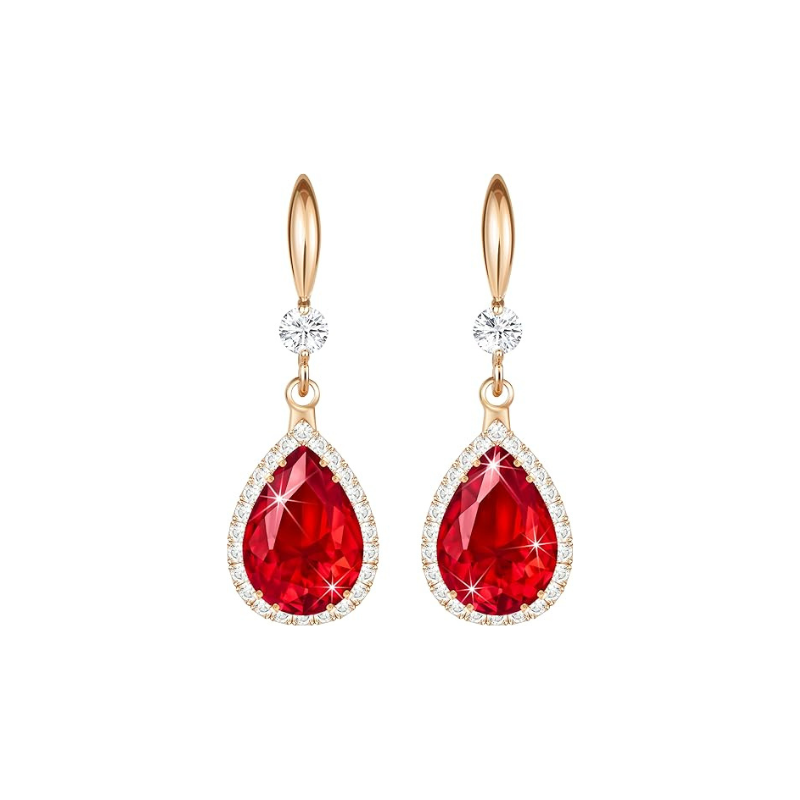 Pendientes lágrima de rubí Oro rosado