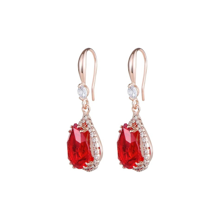 Pendientes lágrima de rubí Oro rosado