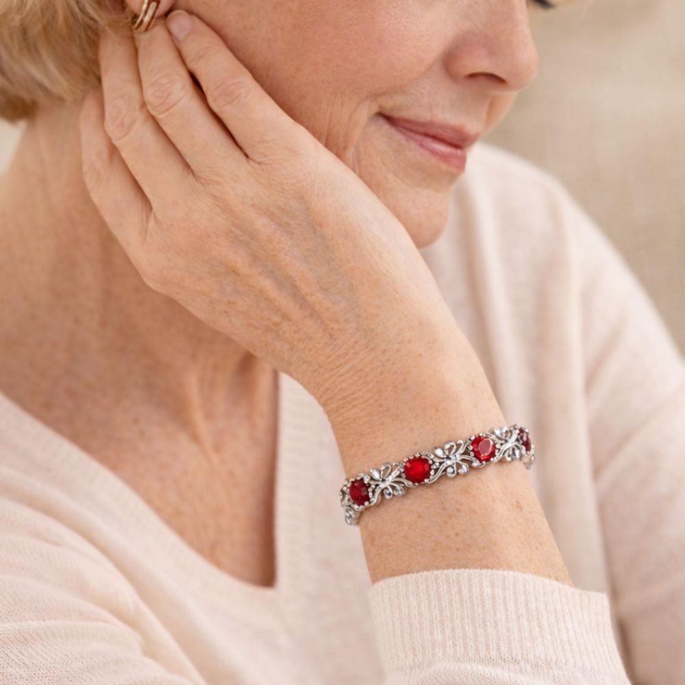 Pulsera de Tenis Rojo Fino