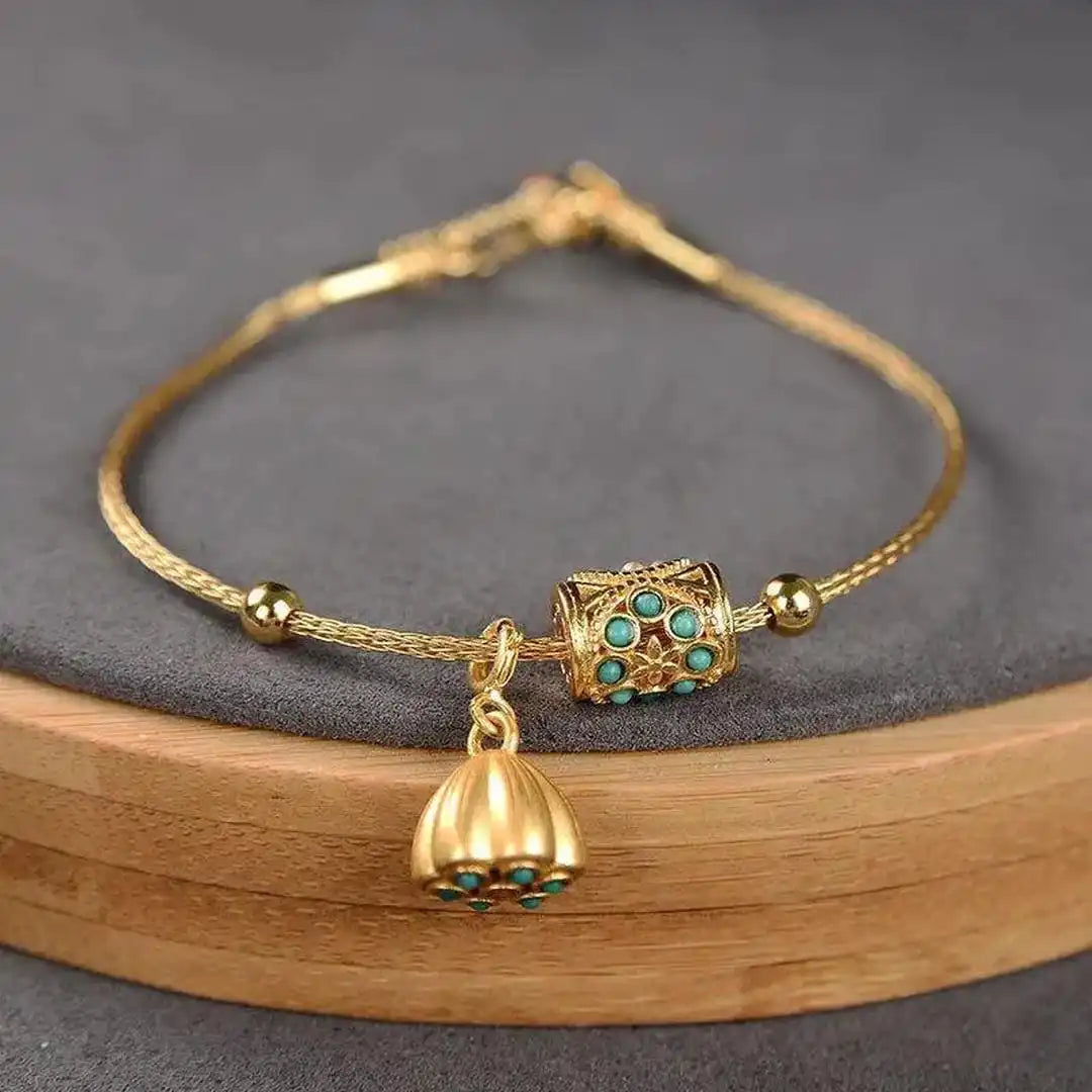 Pulsera Loto de Oro Turquesa