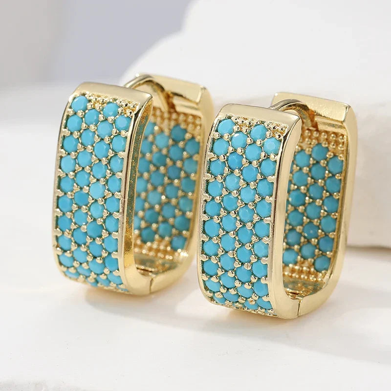 Aros Rectangulares con Turquesa
