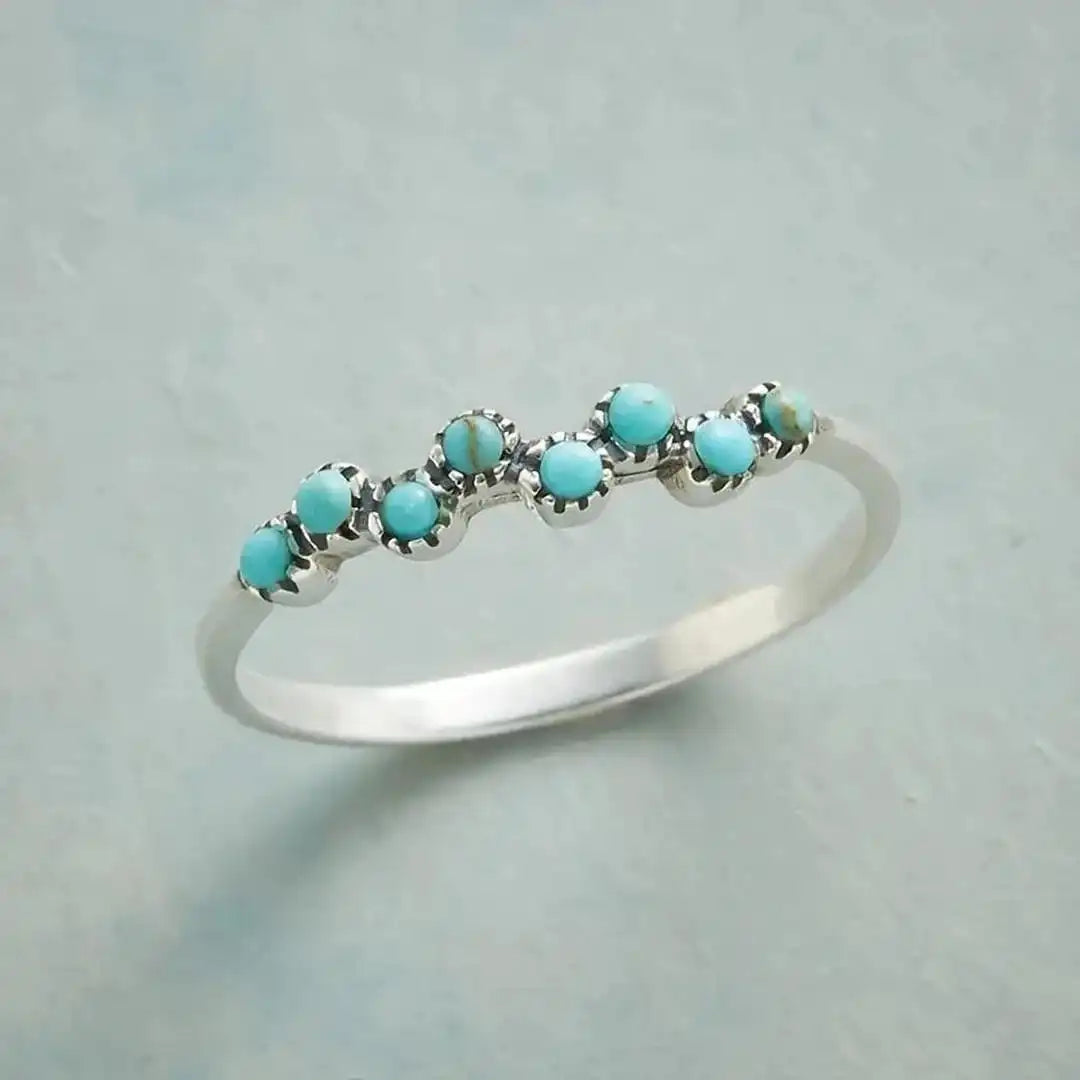 Anillo Fino Turquesa Ondulado
