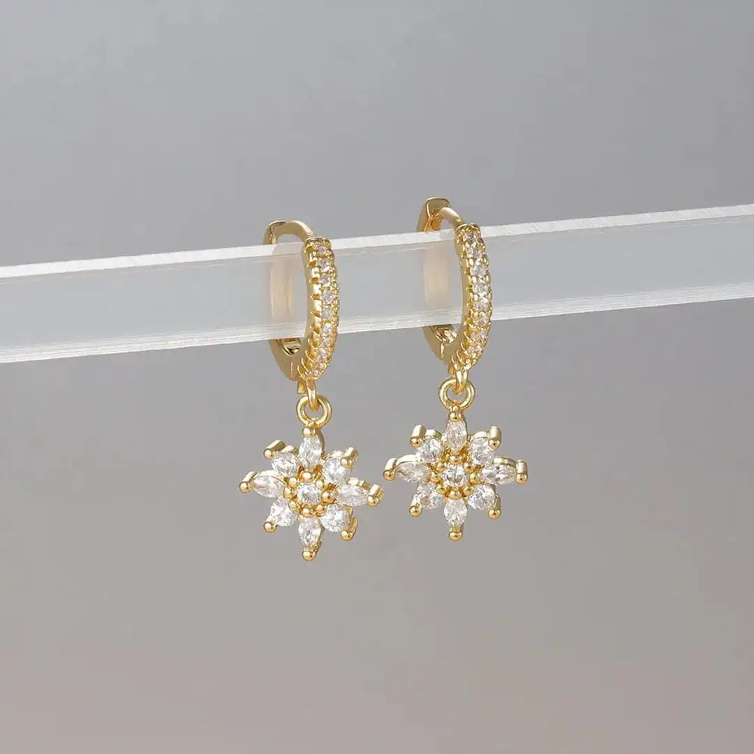 Pendientes Colgantes Copo de Nieve de Cristal