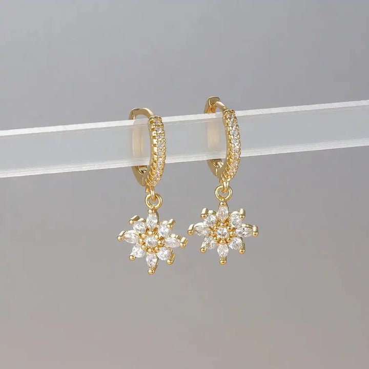 Pendientes Colgantes Copo de Nieve de Cristal