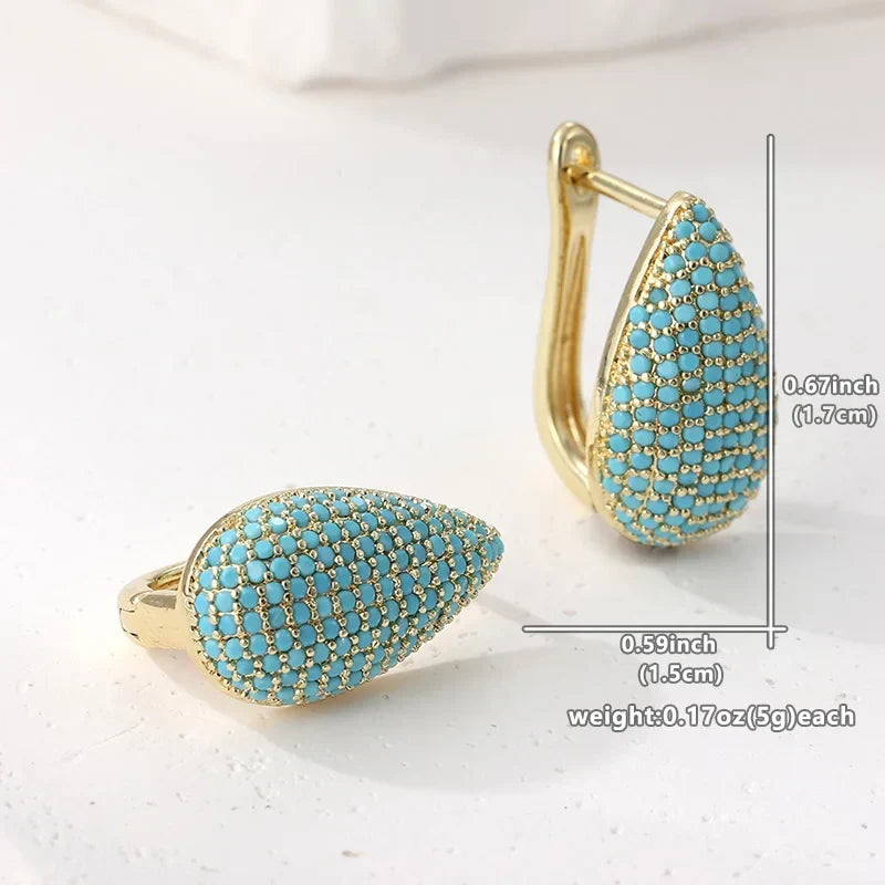 Pendientes Gota Turquesa Dorados