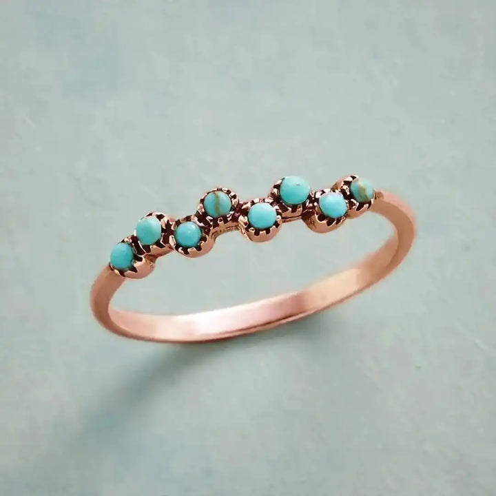 Anillo Fino Turquesa Ondulado