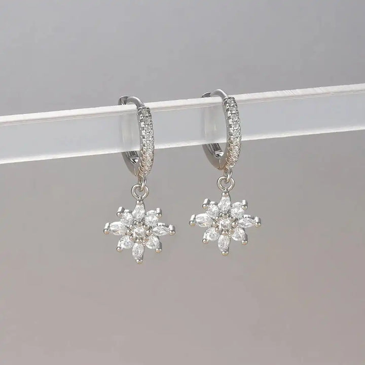 Pendientes Colgantes Copo de Nieve de Cristal