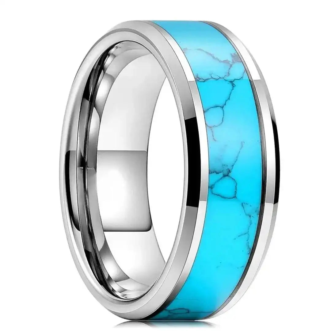 Anillo Banda Turquesa Incrustada