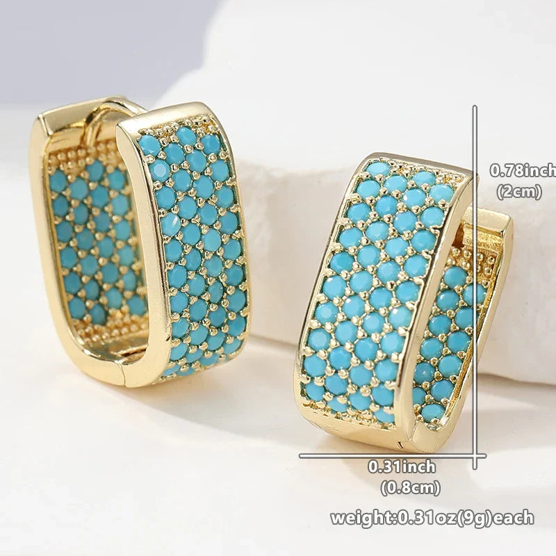 Aros Rectangulares con Turquesa