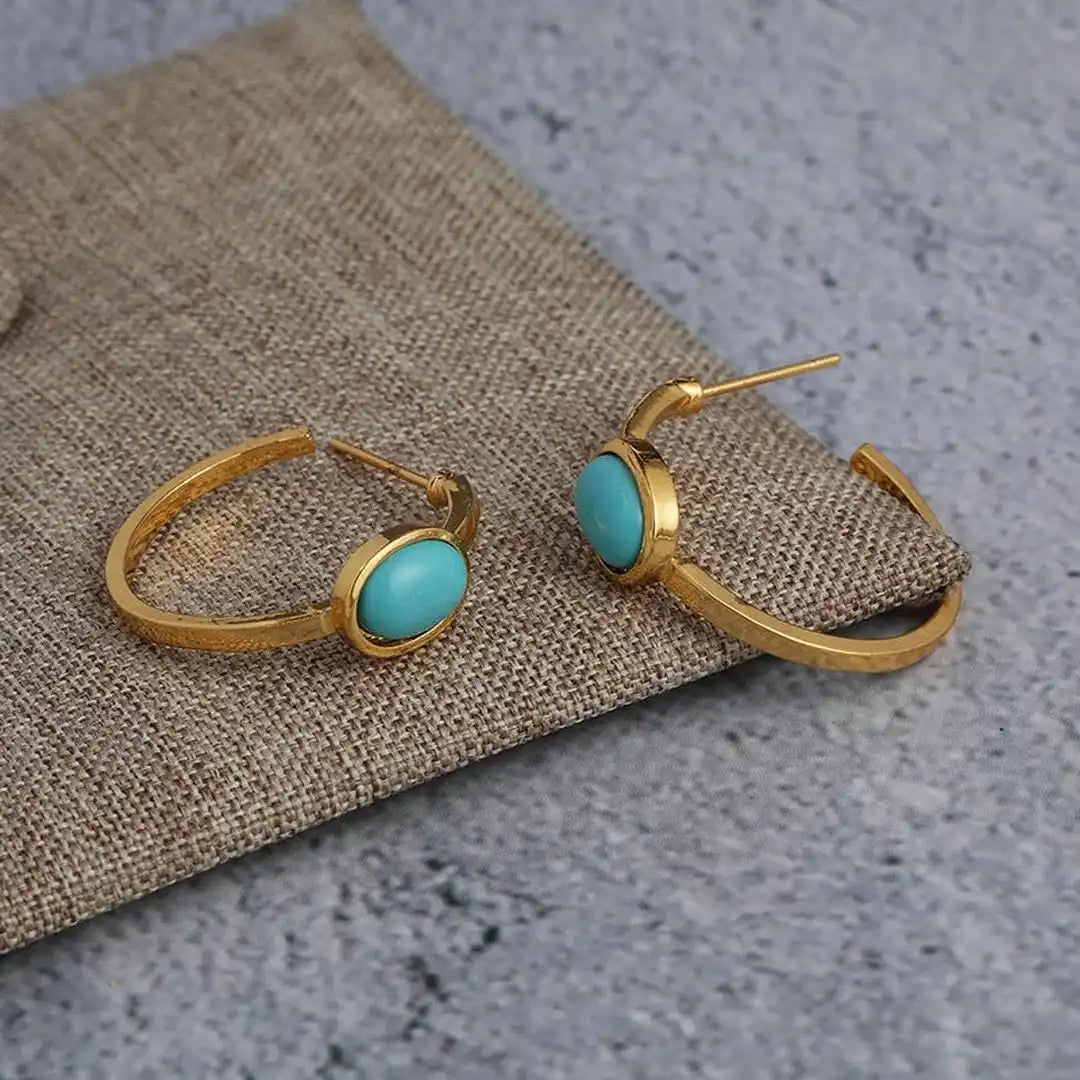 Aros Ovalados de Oro Turquesa