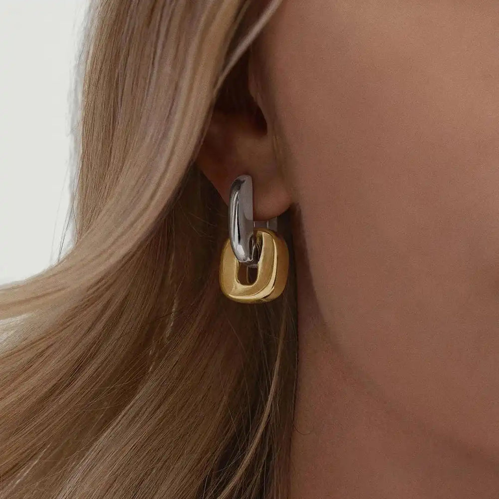 Pendientes Ovalados Bicolor Minimalistas
