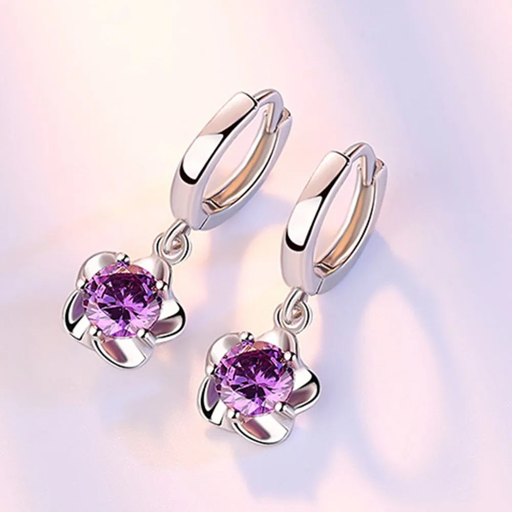 Pendientes Lila con Brillos