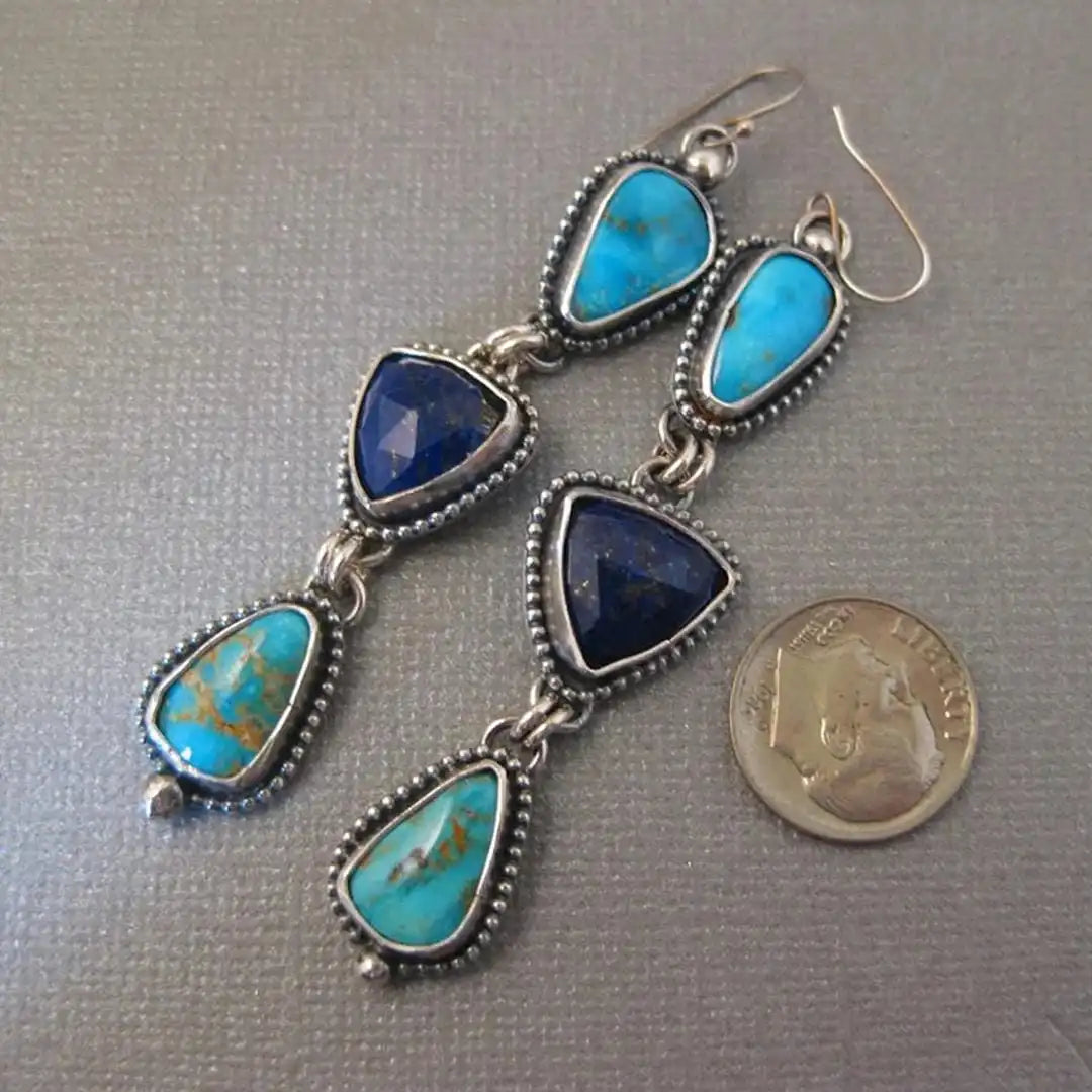 Pendientes Colgantes Triángulos Turquesa y Azul