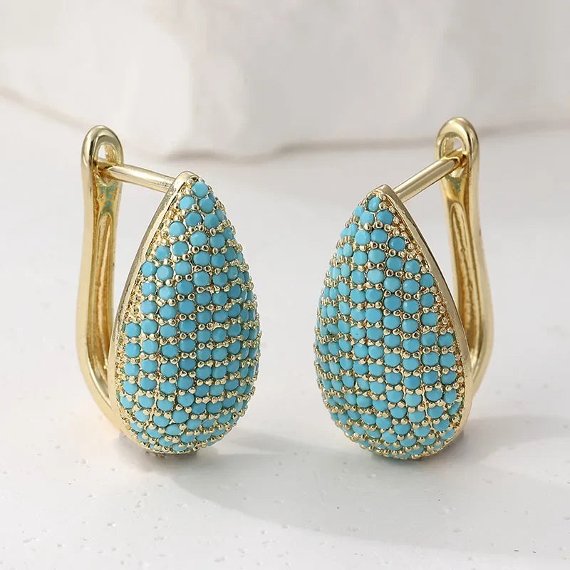 Pendientes Gota Turquesa Dorados