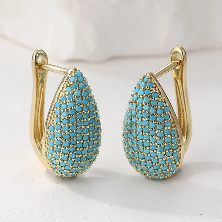 Pendientes Gota Turquesa Dorados