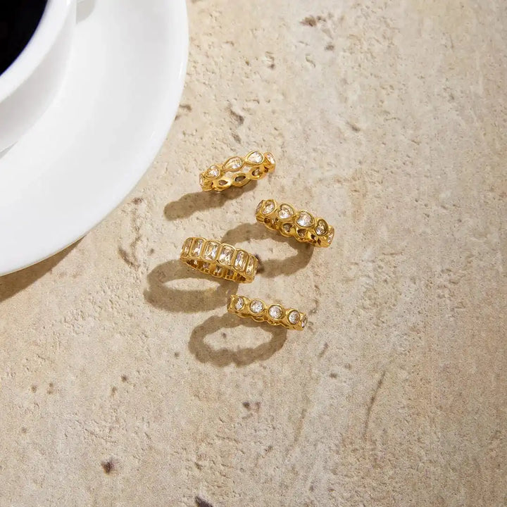Set Variado de Anillos Circonita Baguette