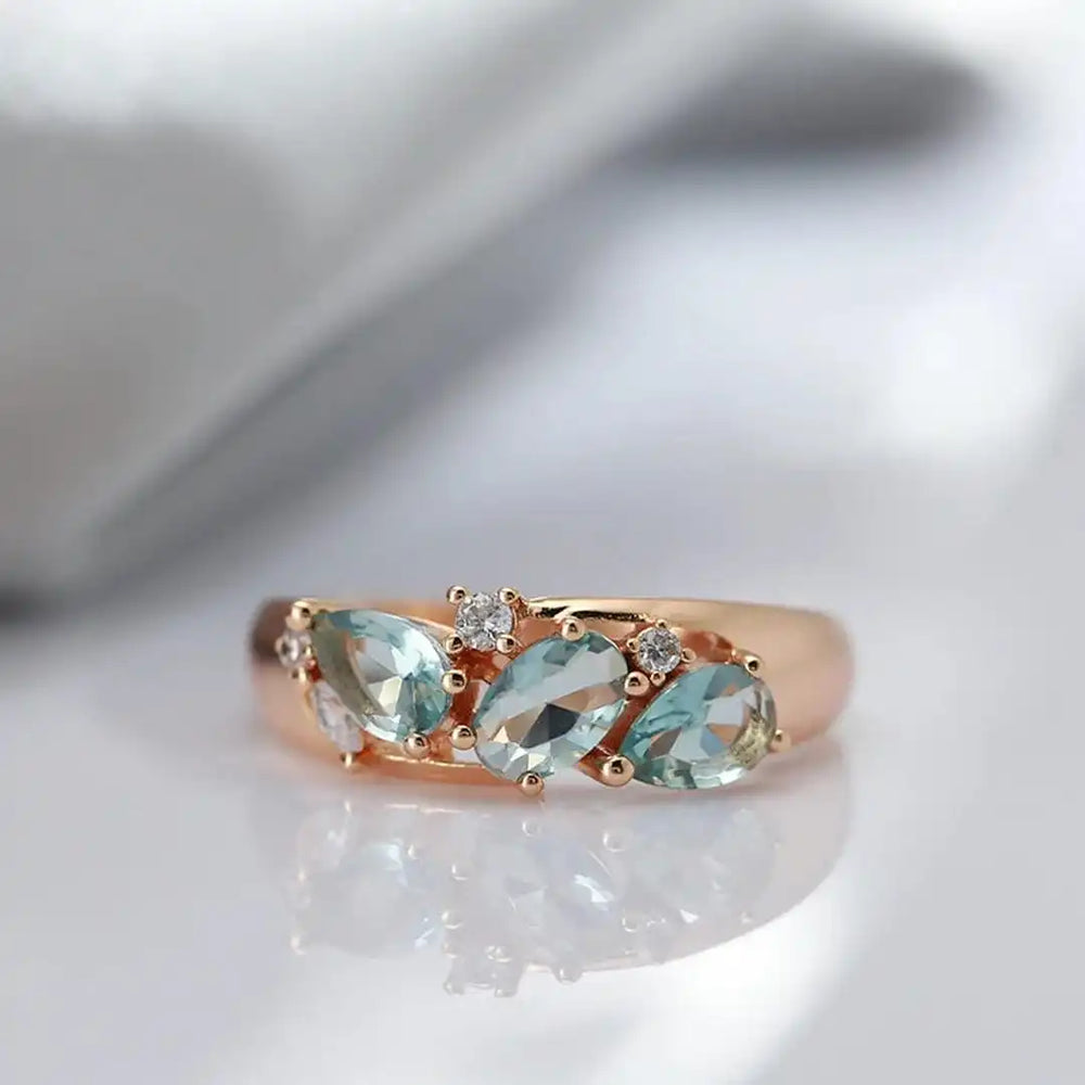 Anillo Vintage Oro Rosa Circonita Azul