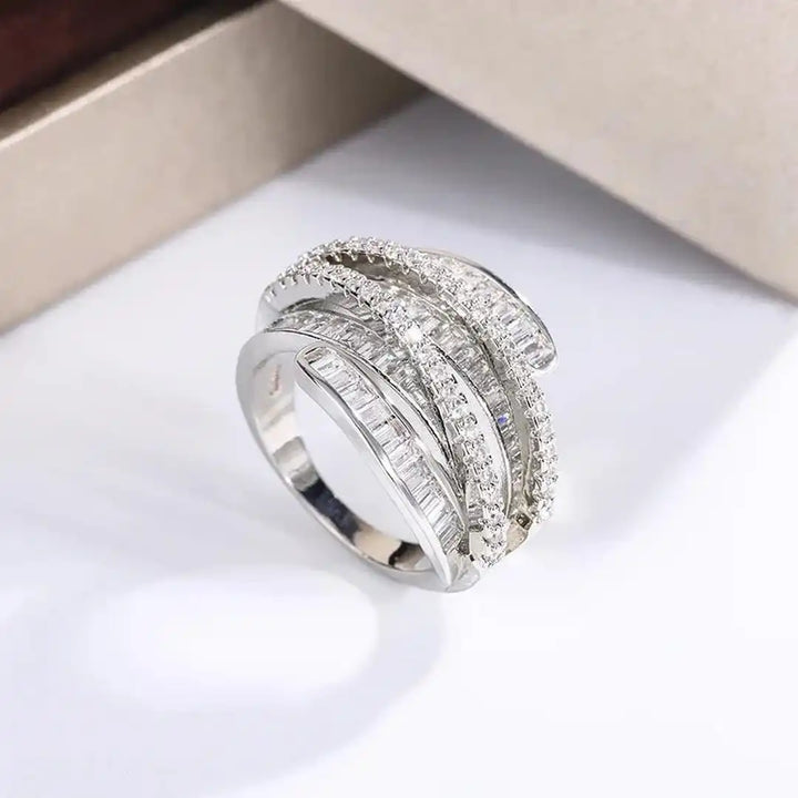 Anillo Circonita Plateado Ajustable
